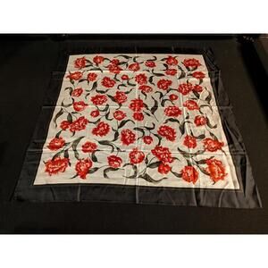 Valentino Garavani Flora 100% Silk White Black Scarf Flower